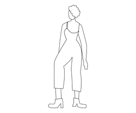 Cute black woman black and white clipart