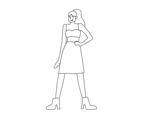 Woman illustration black and white clipart