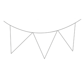 Garland flag drawing black and white clipart