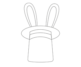 Rabbit in magician hat black and white clipart
