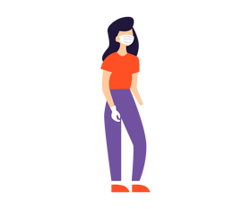 Cartoon girl wearing face mask clipart