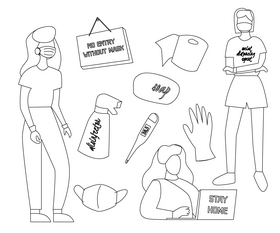 Coronavirus protection black and white vector