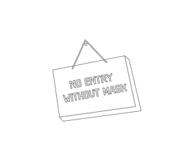 No entry without mask black and white clipart