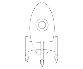 Rocket ship black and white clipart