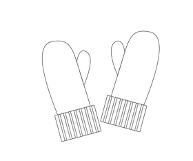 Winter gloves illustration black and white clipart