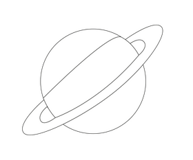 Cartoon planet black and white clipart