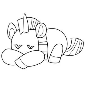Cartoon unicorn sleeping black and white clipart