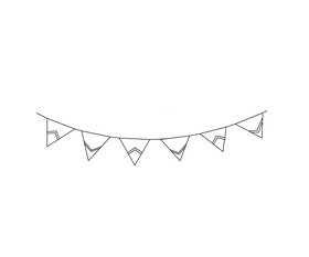 Flag garland black and white clipart