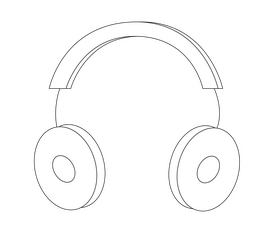 Cartoon headphones black and white clipart