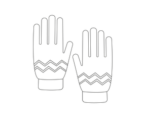 Winter gloves illustration black and white clipart
