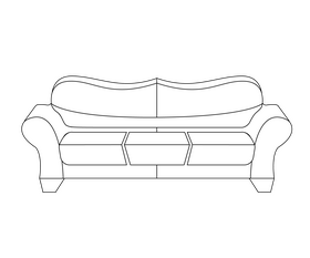 Camelback sofa black and white clipart