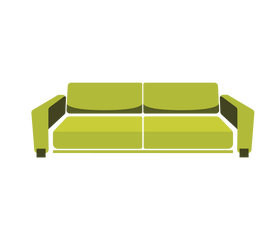 Green mid century sofa clipart