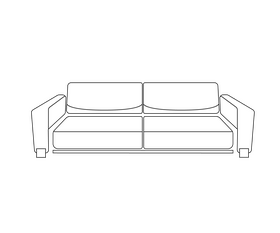 Mid century sofa black and white clipart