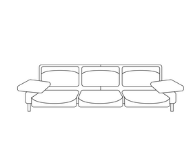 Blue sofa drawing black and white clipart