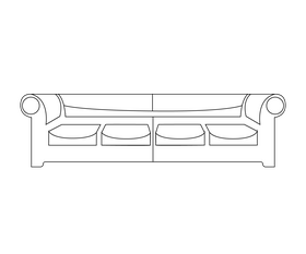 Large sofa black and white clipart