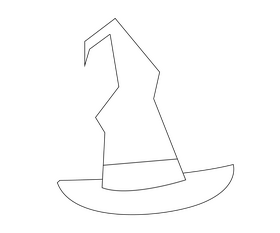 Halloween witch hat black and white clipart