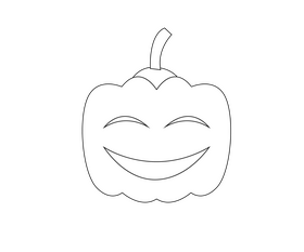 Smiling pumpkin illustration black and white clipart