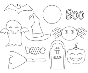 Halloween design elements black and white vector