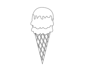 Cartoon ice cream black and white clipart
