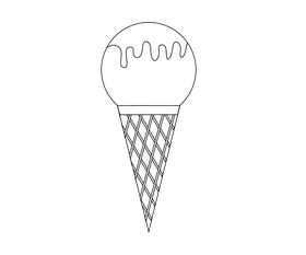 Wafer cone with ice cream scoop black and white clipart