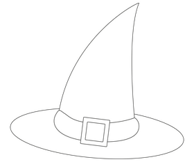 Halloween witch hat black and white clipart