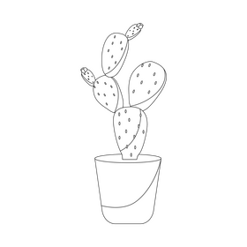 Bunny Ears cactus black and white clipart