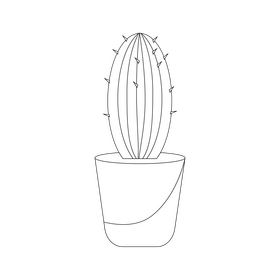 Barrel cactus black and white clipart