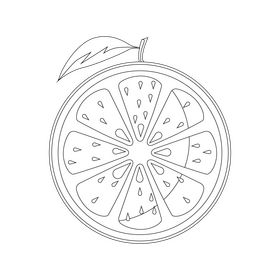 Half orange slice black and white clipart