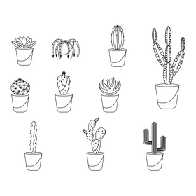 Tulif flower clipart set black and white vector free download