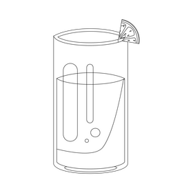 Glass of orange juice black and white clipart