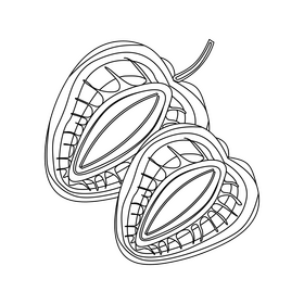 Strawberry slices black and white clipart