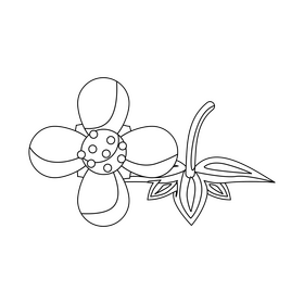 Strawberry flower black and white clipart