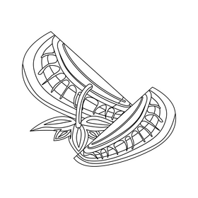 Strawberry slices black and white clipart