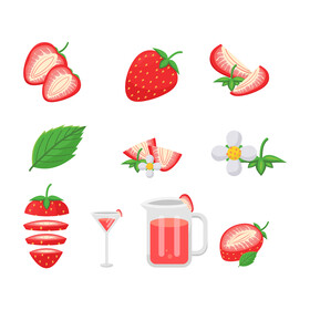 Strawberry set vector