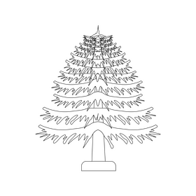 Larch tree black and white clipart