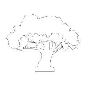 Oak tree black and white clipart
