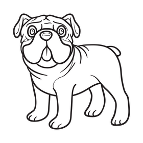Bulldog black and white clipart