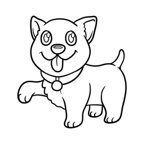 Cute dog black and white clipart