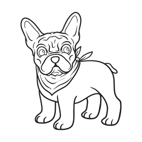 French bulldog black and white clipart