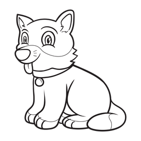 Cute dog black and white clipart