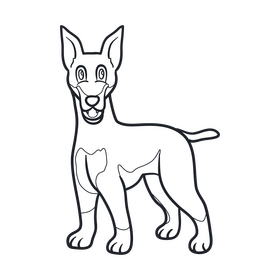 Doberman black and white clipart