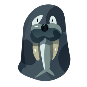 Walrus eating fish clipart