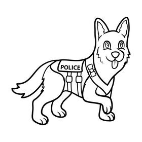 Police dog black and white clipart