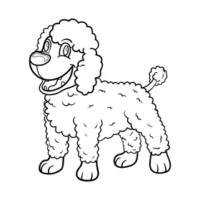 Poodle black and white clipart