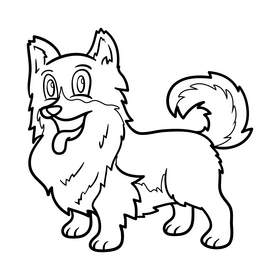 Pomeranian black and white clipart