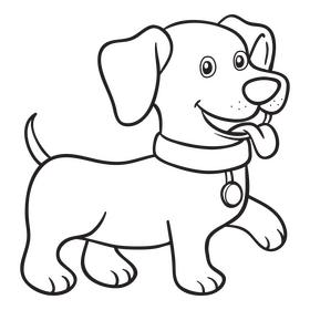 Dog black and white clipart