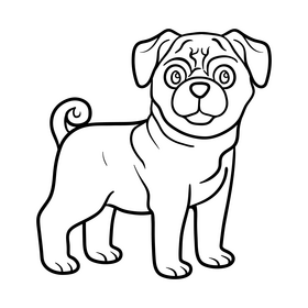 Pug black and white clipart
