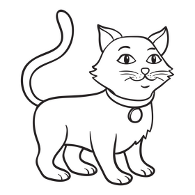 Cat sitting black and white clipart vector free download