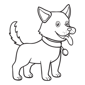 Cute dog black and white clipart