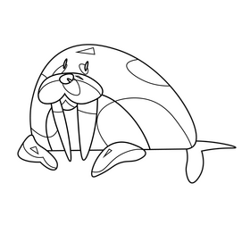 Walrus lying black and white clipart